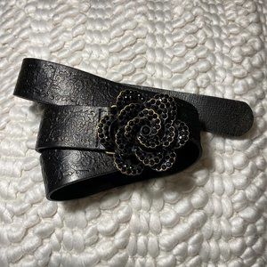 Fossil Leather Belt with Ornate Statement Buckle